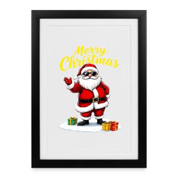Merry Christmas Santa Claus with Gifts - Framed poster (27 × 37 cm) - black - Front