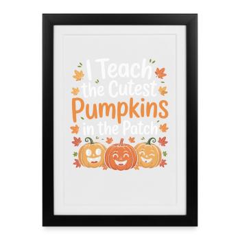 Citrouilles sucrées en automne enseignant - Affiche encadrée (27 × 37 cm) - noir - Devant