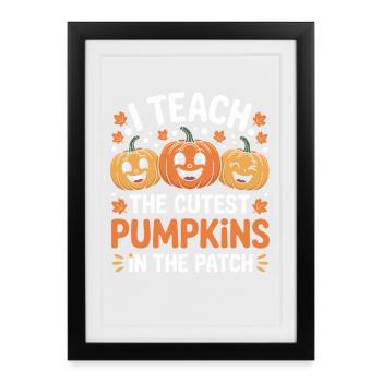 Citrouilles sucrées en automne enseignant - Affiche encadrée (27 × 37 cm) - noir - Devant