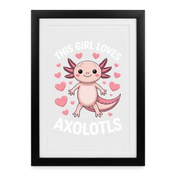 Axolotl Dire Axolotls Drôle Axolotl Cadeau - Affiche encadrée (27 × 37 cm) - noir - Devant