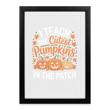 Citrouilles sucrées en automne enseignant - Affiche encadrée (27 × 37 cm) - noir - Devant