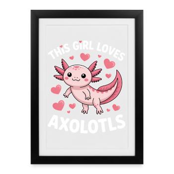 Axolotl Dire Axolotls Drôle Axolotl Cadeau - Affiche encadrée (27 × 37 cm) - noir - Devant