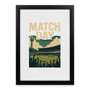 Jour de match – Conception du stade de football - Affiche encadrée (27 × 37 cm) - noir - Devant