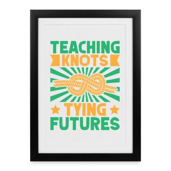 Chef scout enseignant les nœuds scout - Affiche encadrée (27 × 37 cm) - noir - Devant