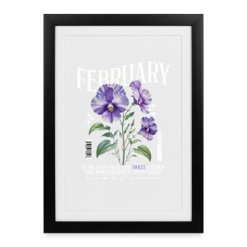 February Violet Birth Flower - Framed poster (27 × 37 cm) - black - Front