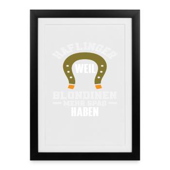 Haflinger blonde drôle cheval poney équitation - Affiche encadrée (27 × 37 cm) - noir - Devant