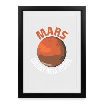 Mars planète espace fusée vintage - Affiche encadrée (27 × 37 cm) - noir - Devant