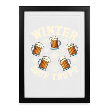 Winter Sauf Trupp - Gerahmtes Poster (27 × 37 cm) - Schwarz - Vorne