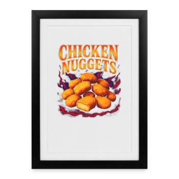 Nuggets de poulet Nourriture préférée Weird 90s Nugs - Affiche encadrée (27 × 37 cm) - noir - Devant