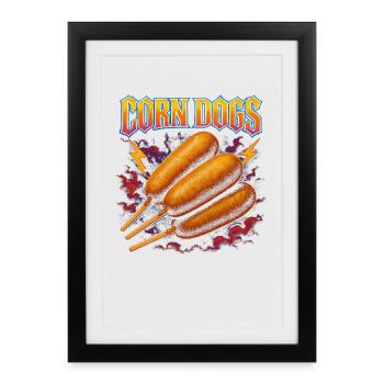 Corn Dogs Nourriture préférée Drôle Weird Corn Dog - Affiche encadrée (27 × 37 cm) - noir - Devant