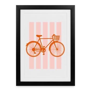 Bicycle Cyclist City Bike with Basket - Framed poster (27 × 37 cm) - black - Front