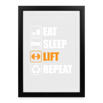 Manger sommeil ascenseur Musculation Musculation Musculation Musculation - Affiche encadrée (27 × 37 cm) - noir - Devant