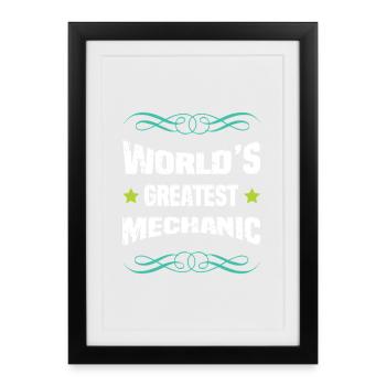 Weltbester Mechaniker Shirt - Gerahmtes Poster (27 × 37 cm) - Schwarz - Vorne