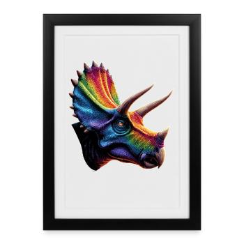 Triceratops Dinosaurier Dinos Triceratops Dino - Gerahmtes Poster (27 × 37 cm) - Schwarz - Vorne