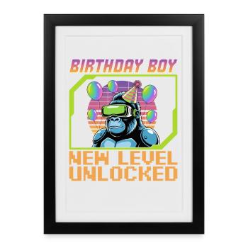 Anniversaire Gamer VR - Affiche encadrée (27 × 37 cm) - noir - Devant