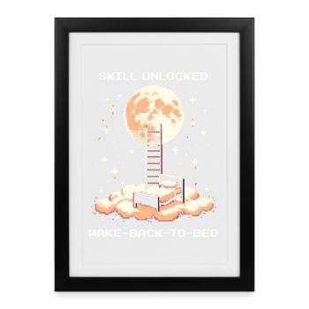 Compétence débloquée : WBTB | Rêve lucide, lucide - Affiche encadrée (27 × 37 cm) - noir - Devant