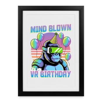 Anniversaire Gamer VR - Affiche encadrée (27 × 37 cm) - noir - Devant