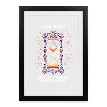 Main Quest: Hourly Reality Check | Lucid dream - Framed poster (27 × 37 cm) - black - Front