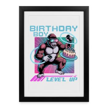 Anniversaire Gamer VR - Affiche encadrée (27 × 37 cm) - noir - Devant