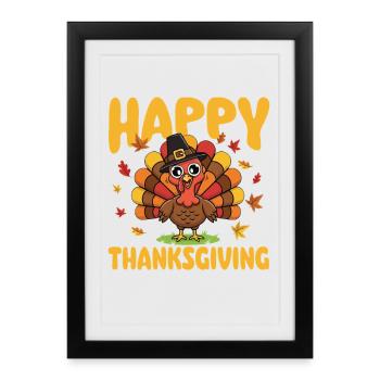 Joyeux mélange de récolte d’automne de Thanksgiving - Affiche encadrée (27 × 37 cm) - noir - Devant