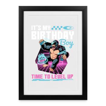 Anniversaire Gamer VR - Affiche encadrée (27 × 37 cm) - noir - Devant