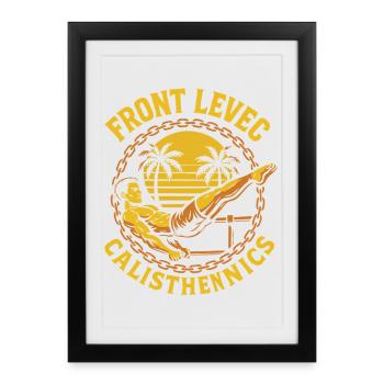 Front Levec Calisthenics Fitness Gym Entraînement - Affiche encadrée (27 × 37 cm) - noir - Devant