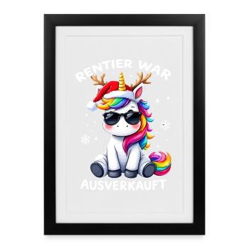 Renne a été vendu Licorne de Noël - Affiche encadrée (27 × 37 cm) - noir - Devant