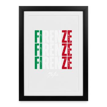 J’aime Florence, Florence Italie - Affiche encadrée (27 × 37 cm) - noir - Devant