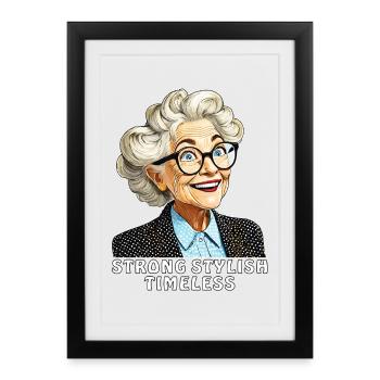FEMME PLUS ÂGÉE FORTE ÉLÉGANTE INTEMPORELLE - Affiche encadrée (27 × 37 cm) - noir - Devant