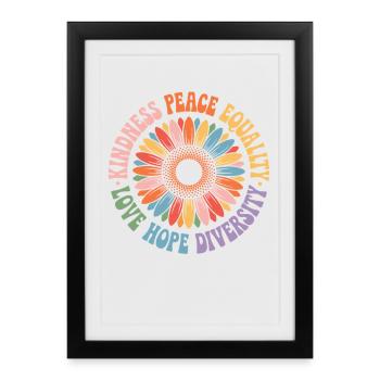 Gentillesse Paix Egalité Amour Espoir Diversité - Affiche encadrée (27 × 37 cm) - noir - Devant