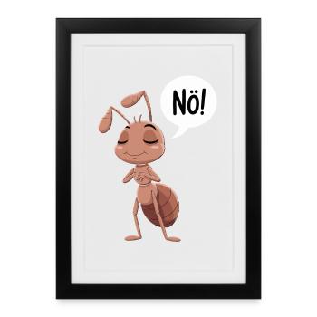 Non! Illustration de fourmi drôle - Affiche encadrée (27 × 37 cm) - noir - Devant