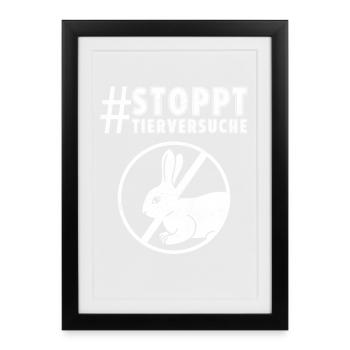 Animal welfare STOP ANIMAL TESTING FUNNY - Framed poster (27 × 37 cm) - black - Front