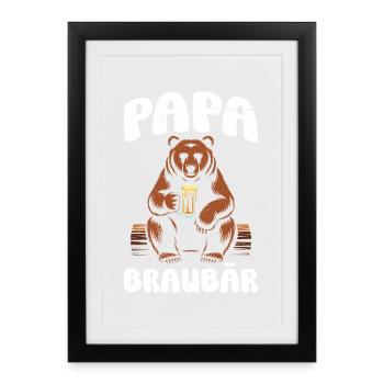 Dad-to-be PAPA BRAUBÄR Funny - Framed poster (27 × 37 cm) - black - Front