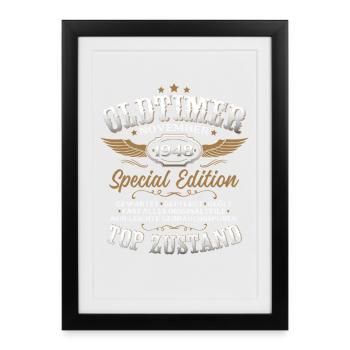 Cadeau 77ème anniversaire Voiture Ancienne Novembre 1948 - Affiche encadrée (27 × 37 cm) - noir - Devant