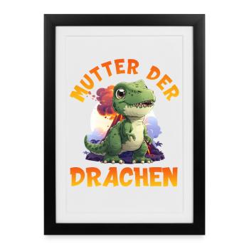 Futures mamans MÈRE DES DRAGONS Drôle - Affiche encadrée (27 × 37 cm) - noir - Devant