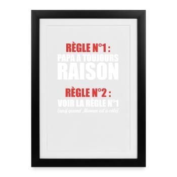 Humour Papa Maman Règles Cadeau - Affiche encadrée (27 × 37 cm) - noir - Devant