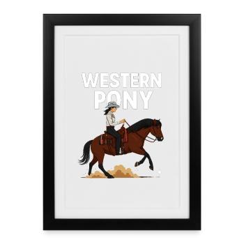 Western Pony Rider - Framed poster (27 × 37 cm) - black - Front