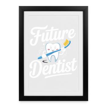 Future Dentist Cartoon - Framed poster (27 × 37 cm) - black - Front