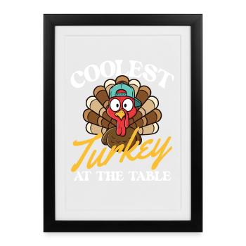 Coolest Turkey At The Table Funny Fall - Framed poster (27 × 37 cm) - black - Front