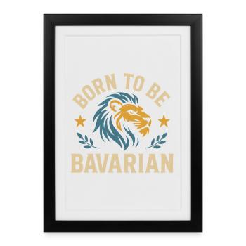 Né pour être bavarois Löwe Bayern - Affiche encadrée (27 × 37 cm) - noir - Devant