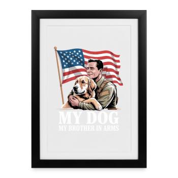 Mon chien Mon frère d’armes Vétéran chien Amour - Affiche encadrée (27 × 37 cm) - noir - Devant