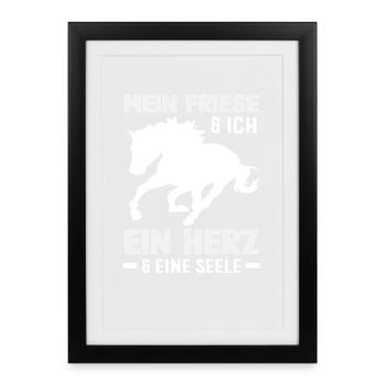 Mon cœur frison âme cheval équitation - Affiche encadrée (27 × 37 cm) - noir - Devant