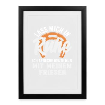 Dicton frison Repos Cheval Fille Équitation Poney Fans - Affiche encadrée (27 × 37 cm) - noir - Devant