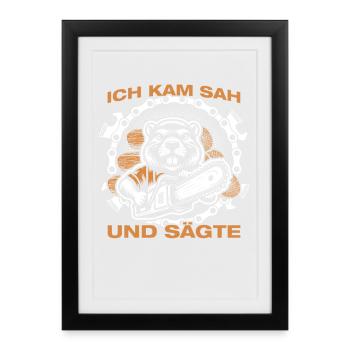 Wood Making Chainsaw Lumberjack Lumberjack Lumberjack - Framed poster (27 × 37 cm) - black - Front