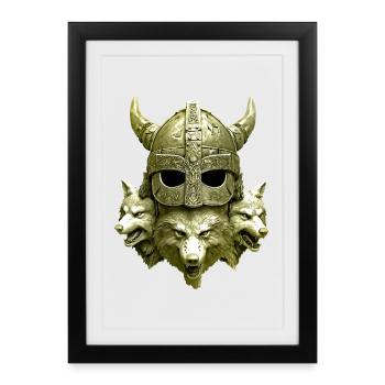 Viking Helmet Wolf - Framed poster (27 × 37 cm) - black - Front
