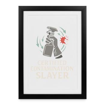 Environnement contrôlé par un technicien en salle blanche - Affiche encadrée (27 × 37 cm) - noir - Devant