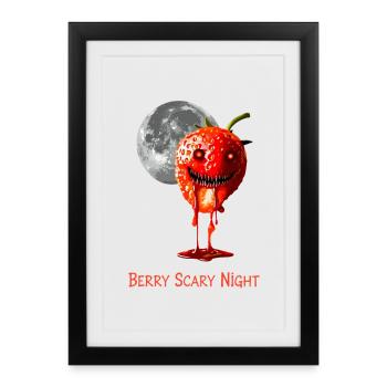 Strawberry Halloween Berry Scary Night - Framed poster (27 × 37 cm) - black - Front