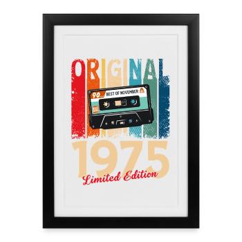 Cassette 50ème Anniversaire Novembre Millésime 1975 - Affiche encadrée (27 × 37 cm) - noir - Devant