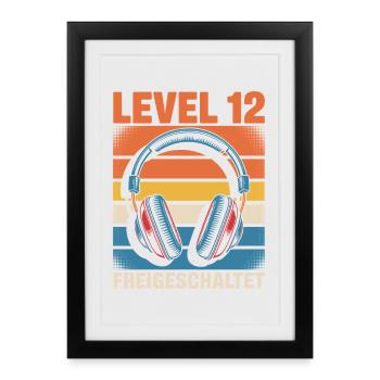 Birthday Level 12 Unlocked - Framed poster (27 × 37 cm) - black - Front