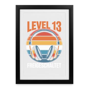 Anniversaire de niveau 13 débloqué - Affiche encadrée (27 × 37 cm) - noir - Devant
